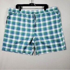 J.Crew Re-Imagined Pajama Short Mens XXL Blue Green Plaid Cotton 7" NWT Pockets